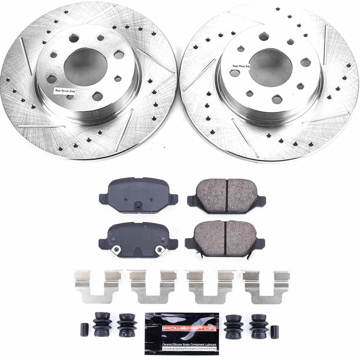 PowerStop Rear Z23 Evolution Sport Carbon-Fiber Ceramic Brake Pad and Drilled & Slotted Rotor Kit Fits: FIAT Select Models K7169