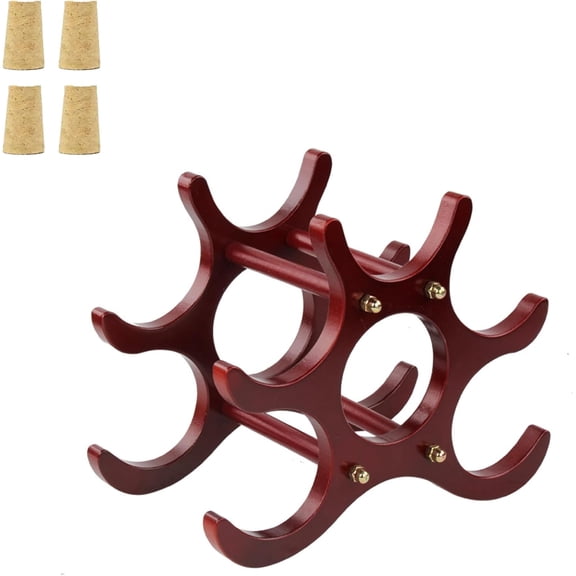 Countertop Wine Rack 6 Bottles Wooden Wine Rack Small Wines Bottle Holder Stand Modern Wines Racks Storage Organizer for Cabinet Pantry Bar Kitchen Easy to Assemble