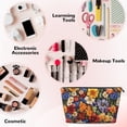 thumbnail image 4 of Leather Travel Bag Wash Bag Makeup Bag Storage Bag 7×5×2.4in For Daily Carrying And Short Trip Groovy Flowers (2), 4 of 8