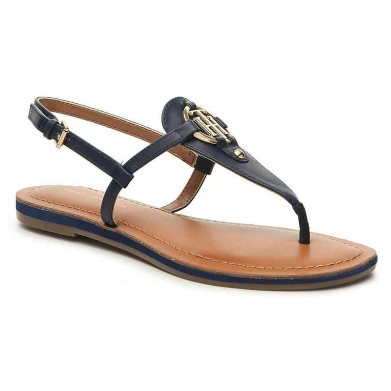 Tommy Hilfiger Womens Genei Leather Open Toe Casual T Strap
