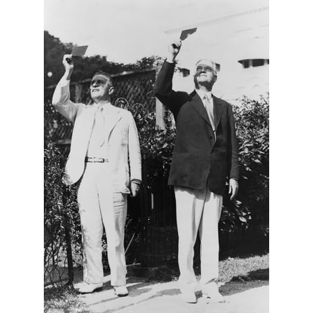 President Herbert Hoover And Lawrence Richey Watching A Solar Eclipse Through Smoked Glass Aug 31 (The Best Solar Eclipse Glasses)
