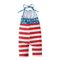 thumbnail image 6 of Rompers for Girls Eye Catching Patriotic Style Print Sleeveless Square Neck Girls Strap Backless Romper Holiday Vacation Outfit, 6 of 9