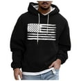 thumbnail image 3 of Caqnni Mens USA Flag Hooded Fleece Sweatshirt Coat Athletic Gym Comfy USA Flag Hooded Sweatshirt (L,Black), 3 of 4