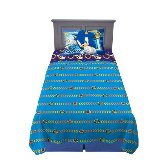Juego de sábanas Franco Sonic The Hedgehog de microfibra, tamaño doble
