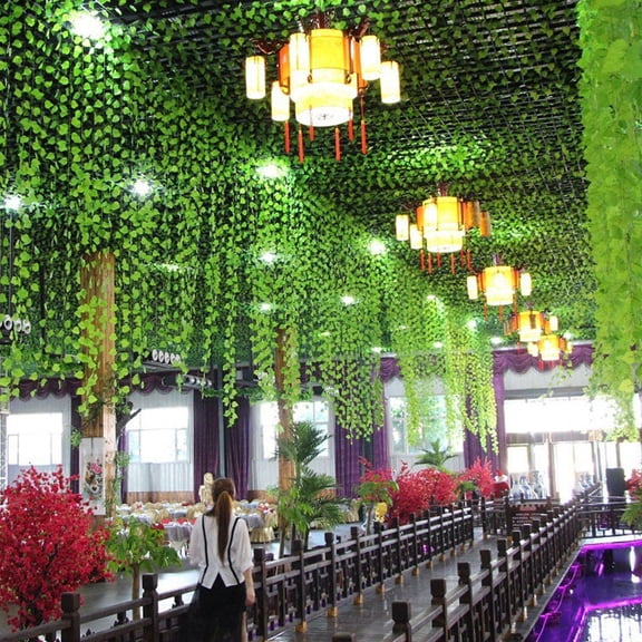 CIMAXIC 12Pcs Green Garland for Balcony Decorative Greenery 200X4.7In