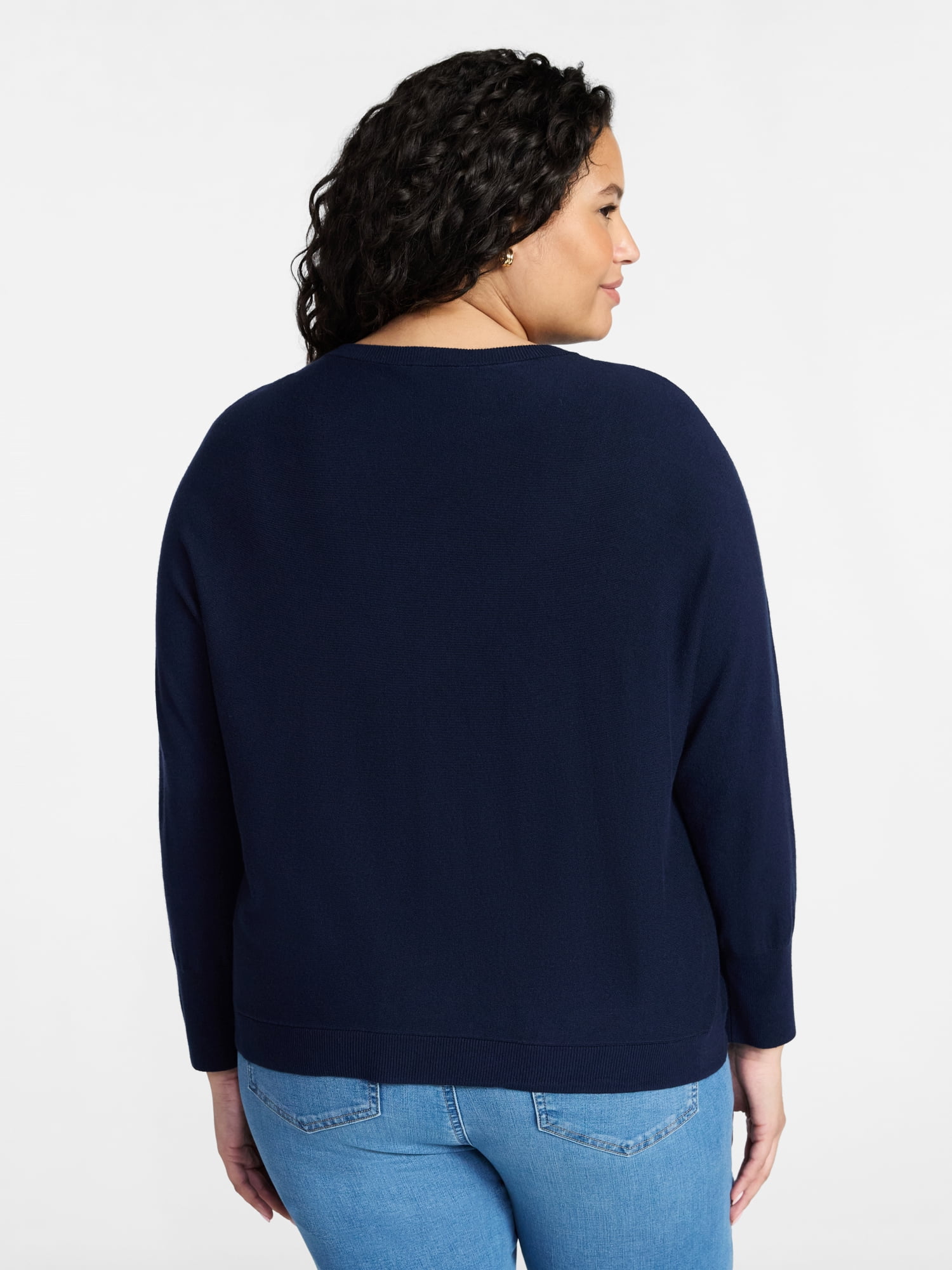 Terra & Sky Women's Plus Size Fine Gauge Dolman Sweater, Sizes 0X-5X