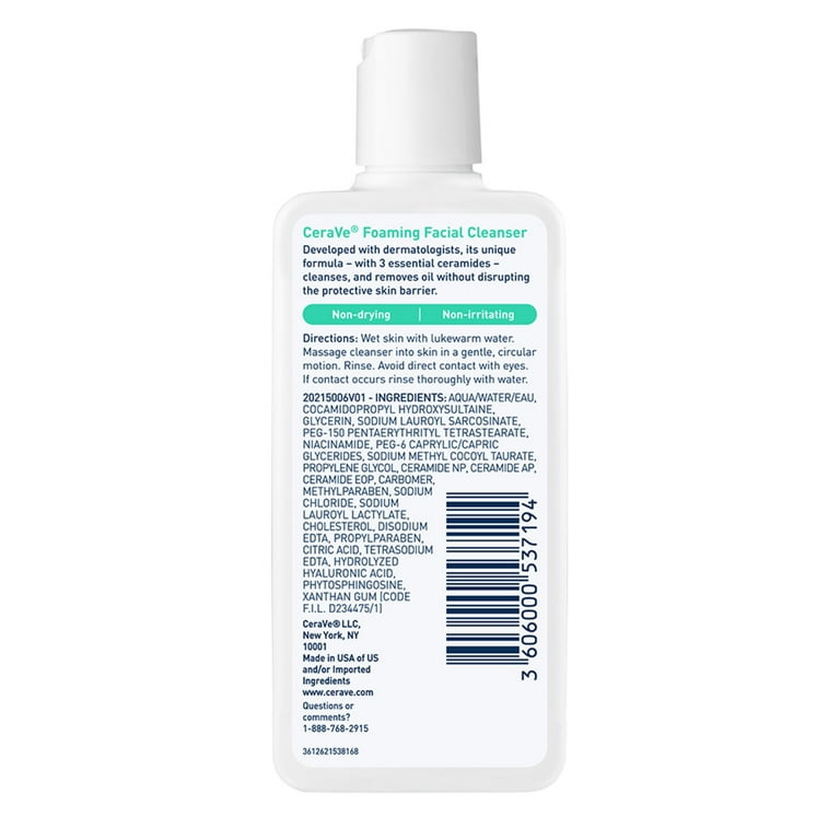 3 pack) CeraVe Foaming Facial Cleanser, Travel Size Face+