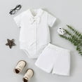 thumbnail image 2 of Aocisk Baby Boy Outfits Summer Casual White Sleeveless Romper Shorts Set for Soft Breathable Toddler Clothes White 0-3 Months, 2 of 7