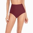 thumbnail image 4 of HCNTES High Waisted Bikini Bottoms Ruched Tummy Control Swim Bottom Bathing Suits for Women (Y508-Wine,S), 4 of 9