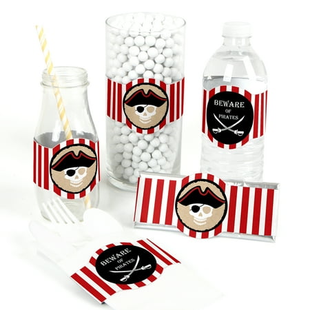 Die Pirate - Beware of Pirates - DIY Pirate Birthday Party Wrapper Favors - Set of 15