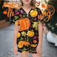 thumbnail image 4 of Elegyee Girls Thanksgiving Turkey Pajamas Satin Button Down Shirt Shorts PJs(2-13 Years), 4 of 4