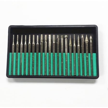 MTP ® 20 Pcs Diamond Burr Bits For Dremel Craftsman Rotary Tool 1/8" Shanks w/ Box Tip for Dremel Craftsman Milwaukee Rotary Tool Free Storage Box Jewelry Glass Stone
