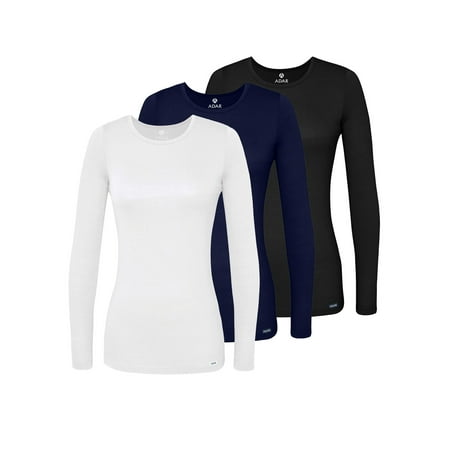 

Adar Underscrubs for Women Multi Color 3 Pack - Long Sleeve Underscrub Comfort Tee