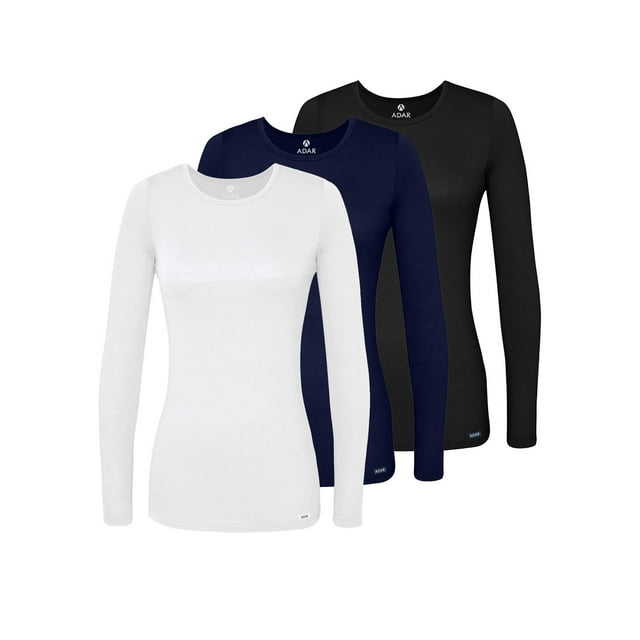 Adar sous-Couches pour Femmes Multicolores, Lot de 3 - T-Shirt de sous-Couche à Manches Longues Confortable