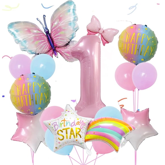 Set de Globos de Cumpleaños JKGOO Mariposa Rosa 32"