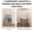 thumbnail image 2 of BirdRock Home Bamboo & Canvas Hamper with Cut Out Handles - Grey, 2 of 9