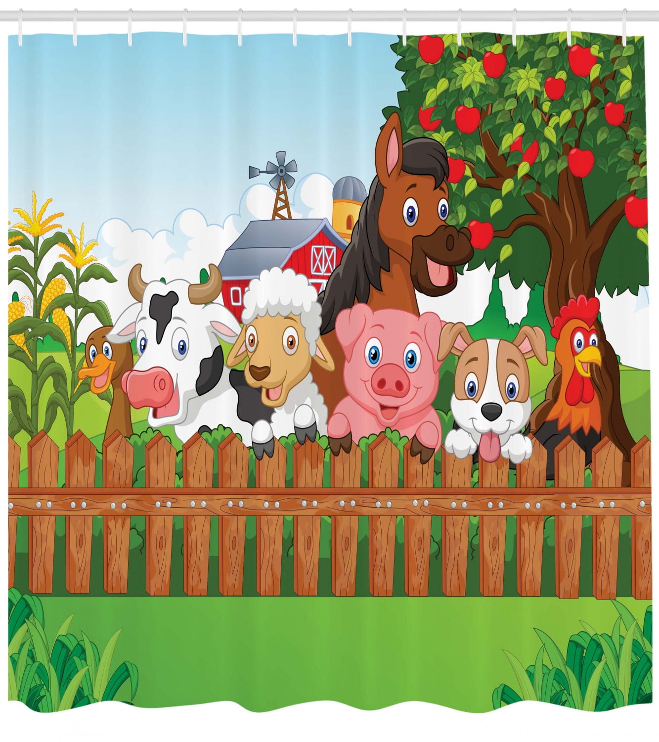 Cartoon Decor Collection Of Cute Farm Animals On The Fence Comic Mascots With Dog Cow Horse For Kids Decor Bathroom Accessories 69w X 84l Inches Extra Long By Ambesonne Walmart Com Cartoon Decor Collection Of Cute Farm Animals On The Fence Comic Mascots With Dog Cow Horse For Kids Decor Bathroom Accessories 69w X 84l Inches Extra Long By Ambesonne Walmart Com