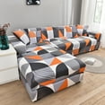 thumbnail image 3 of 2 Piece L Shaped Sectional Couch Covers, Slipcovers for Sectional Sofa with 2pcs Pillowcases High Stretch Furniture Protector Covers, (Orange,3 Seater+4 Seater), 3 of 8