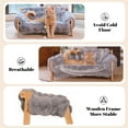 thumbnail image 6 of Elevated Cat Couch Bed for Indoor, Wooden Cats Sofa with Washable Fluffy Cover Raised Kitty Lounge Chair Suitable for Puppy(Cat Sofa,Dark Grey-Blue), 6 of 12