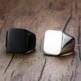 thumbnail image 3 of Black/Gold/Silver Big Square Band Men's Stainless Steel Polished Ring Size 7-14, 3 of 9