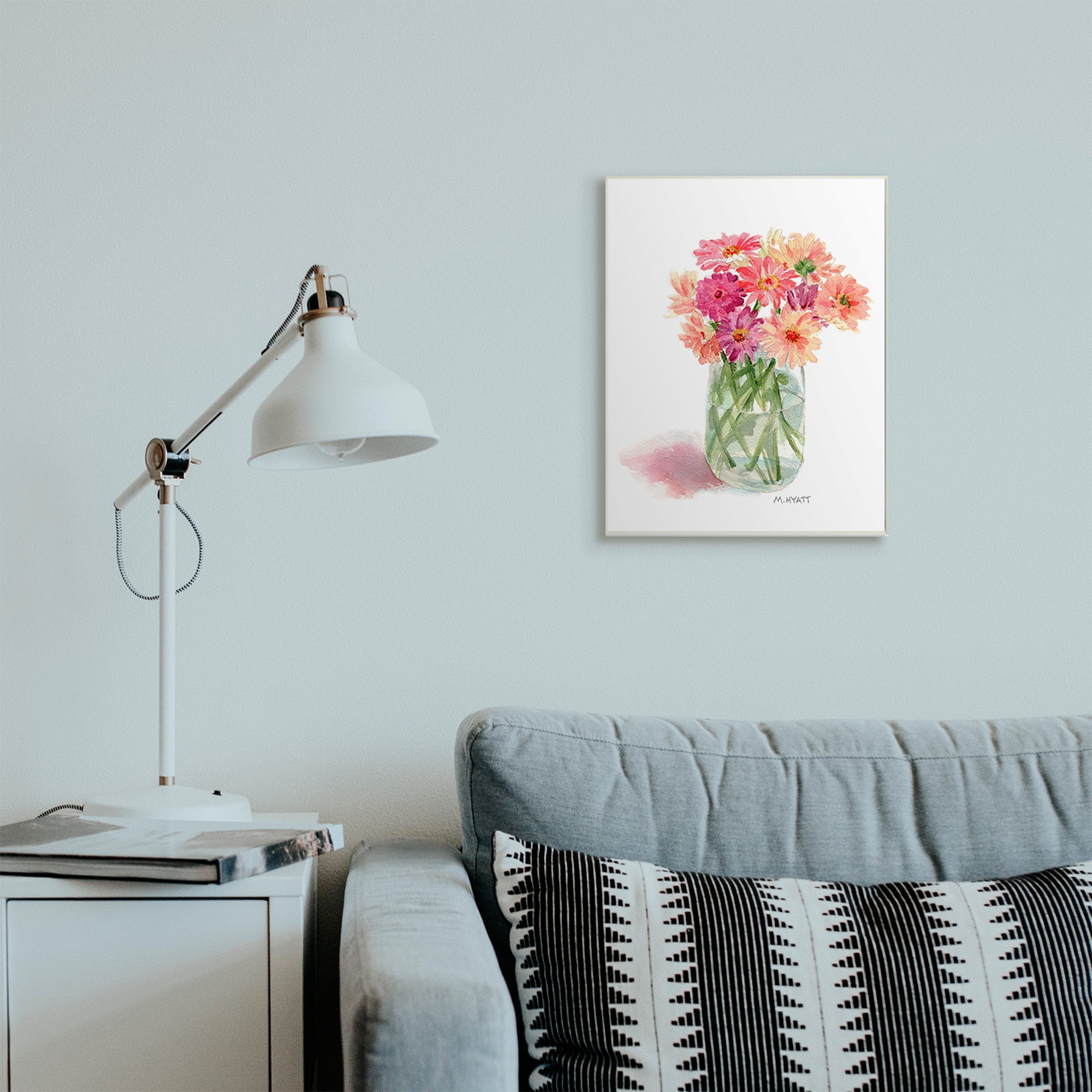 Stupell Industries Pink Daisy Watercolor Bouquet in Canning Jar Wall Plaque, 13 x 19, Design by Melissa Hyatt LLC