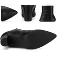 thumbnail image 3 of DARING DIVA Ruched Dress Boots Pointed Toe Chunky Heels Ankle Boots Black 6, 3 of 5