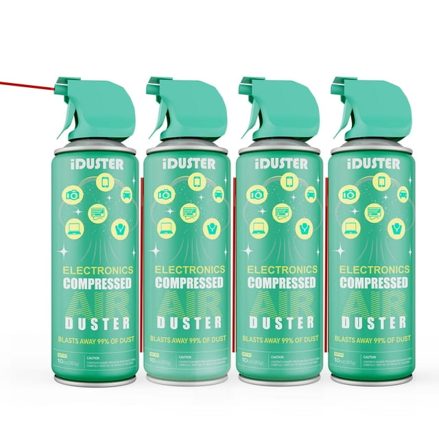 iDuster Compressed Air Duster, Electronics Gas Air Duster Can ,10 oz, 4 Packs