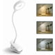thumbnail image 1 of Lámpara de escritorio LED inalámbrica recargable, 3 colores y 3 ajustes regulables, lámpara de noche táctil para niños con clip, lámpara de lectura portátil con clip para cama, color blanco [Clase ene, 1 of 5