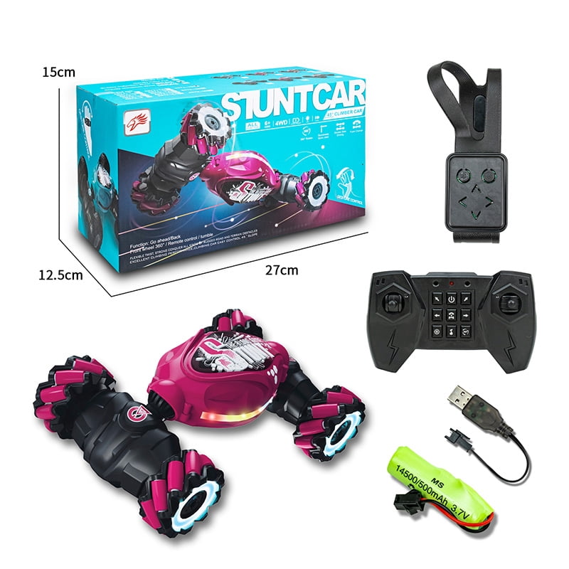 Gesture Sensing RC Stunt Car with Light & Music,Gesture Sensing Twist Car,Drift Stunt 2.4GHz Remote Control Cars, 360掳 Flips Rotating Off Road Vehicle for Kids Gifts (Red)