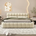 thumbnail image 3 of Lit Plateforme Grand Rembourré Beige - Mobilier de Chambre Moderne, 3 of 8