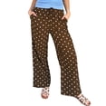 thumbnail image 3 of Polka Dot Pants Women Y2K Print High Waisted Drawstring Wide Leg Pants Vintage Boyfriend Pants Dark Brown XL, 3 of 9