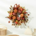 thumbnail image 5 of Fall Decor - Fall Wreaths for Front Door, Fall Door Wreath with Orange Pumpkins Flowers Leaves, 18 Inch Autumn Wreath for Home Halloween Thanksgiving, 5 of 5