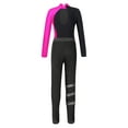 thumbnail image 4 of TiaoBug Kids Girls Mock Neck Rhinestones Leotard with Leggings Athletic Figure Skating Performance Outfits Rose&Black 8, 4 of 5