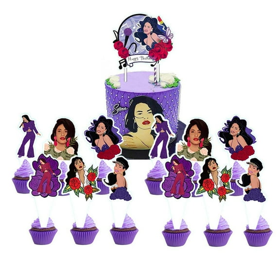 Selena Cake Topper Cupcake Set Party Supplies Decoration Birthday Decor Kit