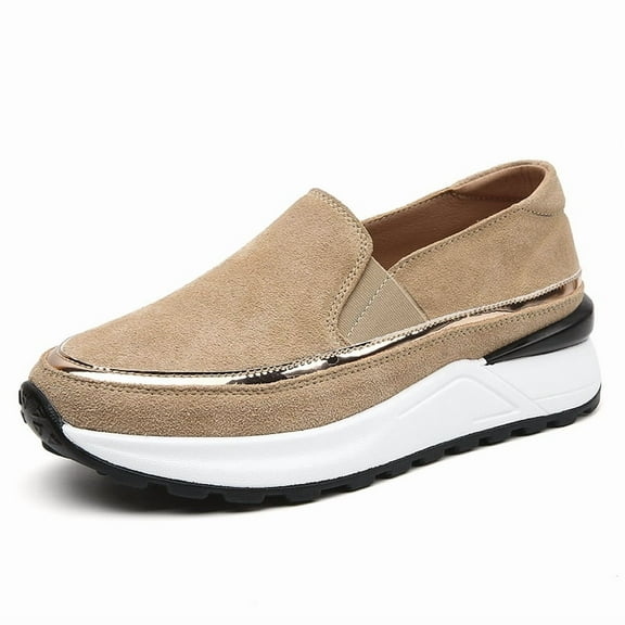 Women's Casual Loafers Slip On Platform Leather Shoes Comfort Casual Walking Shoes Female Sneakers Flats Boat Shoes