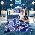 thumbnail image 2 of meiyoeat Blue Camouflage Shark Ocean Wildlife Twin Comforter Sets for Boys Girls, Underwater Marine Animal Fishing Bedding Set, Blue Reversible, 2-Piece, 1 Comforter and 1 Pillowcase, 2 of 6