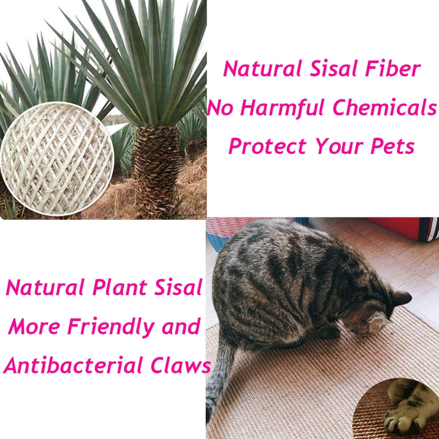 Mictong cat scratch pad, natural sisal pad, non slip cat scratch board, cat scratch toy, protective carpet and sofa, pet floor mat, sleeping mat carpet, brown, 1 piece