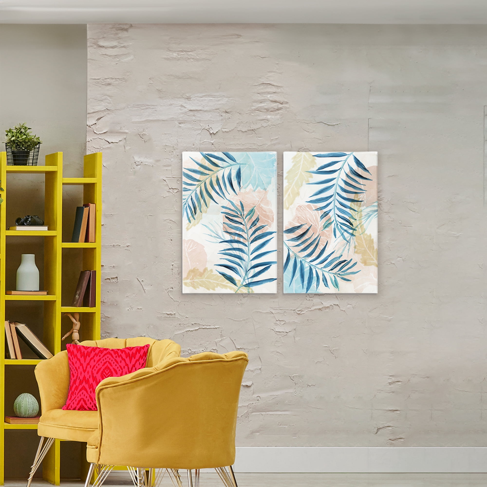 Stupell Industries Pastel & Blue Palm Fronds 2 Piece Canvas Wall Art Set, design by Nan