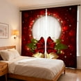 thumbnail image 5 of Oliegs Rideaux Imprimés des Fêtes 2 Rideaux Plats 2D Imprimés Rouges de Noël avec Flocons de Neige et Branches pour Chambre Salon Fête des Fêtes, 5 of 5