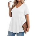thumbnail image 2 of OGLCCG Plus Size Tops for Women Casual Oversized Tshirts for Women Loose Fit V Neck Babydoll Top Summer Basic Tees L-5XL, 2 of 6