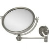 Allied Brass WM-6/5X 8 Inch Wall Mounted Extending 5X Magnification Make-Up Mirror, Polished Nickel