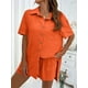 thumbnail image 4 of Conjunto de pantalones cortos de botonadura sencilla para mujer, traje informal, atuendo holgado, ropa sólida, verano, 2024, 4 of 5