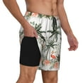 thumbnail image 3 of Picia Flamingo Palm Trees pattern Mens Swim Trunks with Compression Liner Stretch Beach Shorts Quick Dry with Zipper Pockets No-Chafing Board Shorts-X-Large, 3 of 9