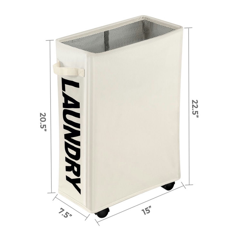 Finihen Laundry Hamper, Laundry Basket, 10 Gallon Slim Rolling Laundry Basket with Handle for Bathroom Dorm, Beige Finihen Laundry Hamper, Laundry Basket, 10 Gallon Slim Rolling Laundry Basket with Handle for Bathroom Dorm, Beige