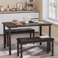 thumbnail image 1 of 3-piece dining mesa set: 43.3-pulgada kitchen mesa con 2 forrado dining benches, small kitchen mesa set para 4, space-saving dinette para dining room o apartment, negra, 1 of 7