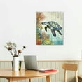 thumbnail image 2 of COMIO  Bathroom Wall Decor Art Turtle Coral Bay Tortoise Nautical Picture Sea Coastal Abstract Print Vintage Wood Background Wall Decoration, 2 of 4
