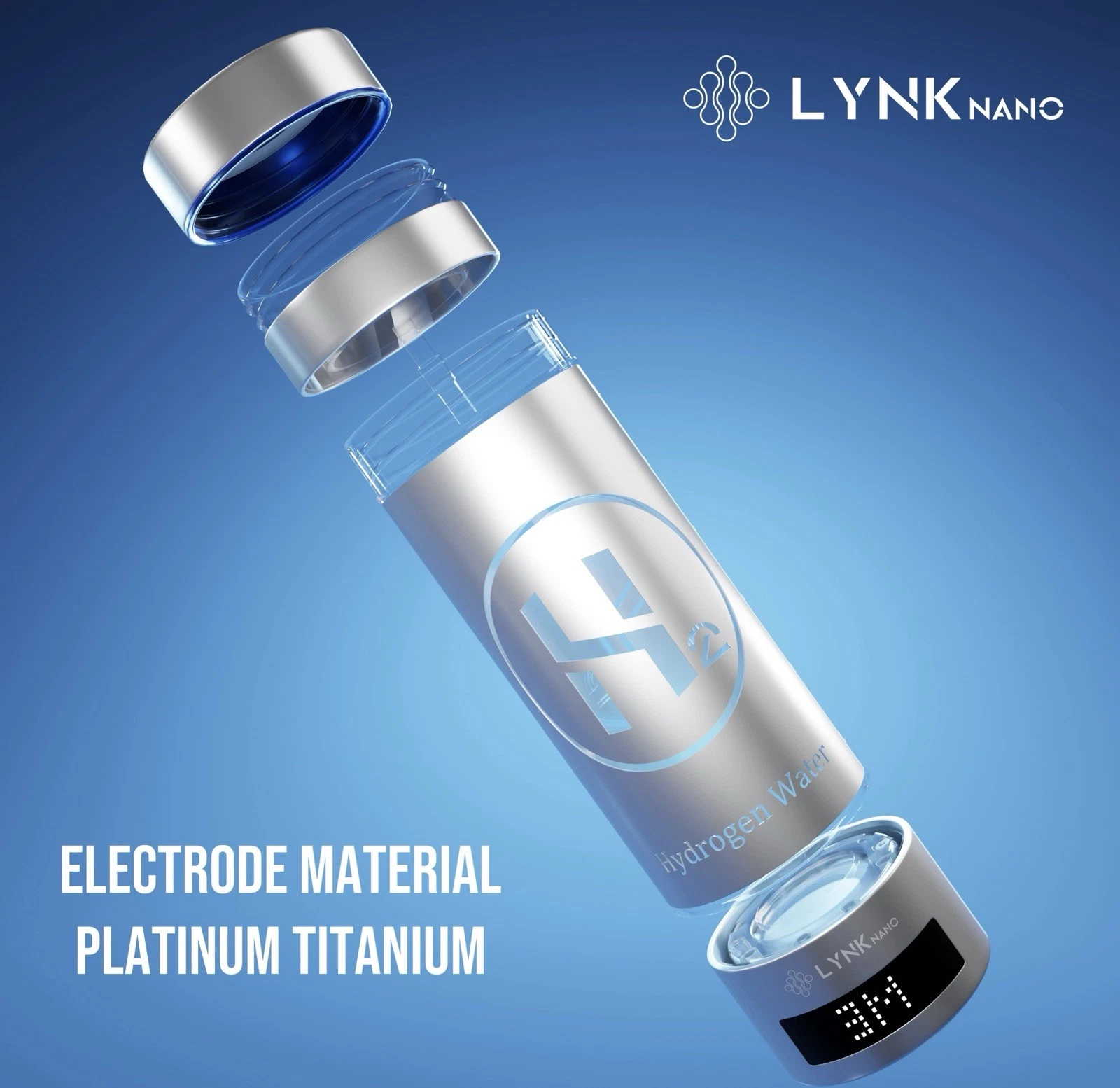 Portable 2000+ppb-9000 PPb Digital Screen 2 in 1 Healthy Hydrogen 300ml Rich Water Bottle & Inhaler