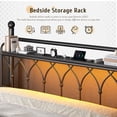 thumbnail image 4 of EnHomee King Metal Bed Frame with Vintage Headboard & Footboard Metal Platform Bed Frame King Heavy Duty Metal Bed Frame with LED Lights & Charge Station &Storage, Noise Free,Black, 4 of 6