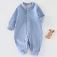 thumbnail image 2 of KPOPLK Baby Girl Organic Cotton Pajamas Roundneck Preemie Bodysuit Newborn One Piece Outfit Long Sleeve Sleepwear 3 6 9 12 18 Months Size 2-4 Months,Blue, 2 of 8