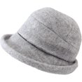thumbnail image 2 of CoCopeaunts Small Bucket Hats for Women Autumn Winter Woolen Basin Hat Solid Color Casual Girl Fisherman Hat with Roll-up Brim, 2 of 8